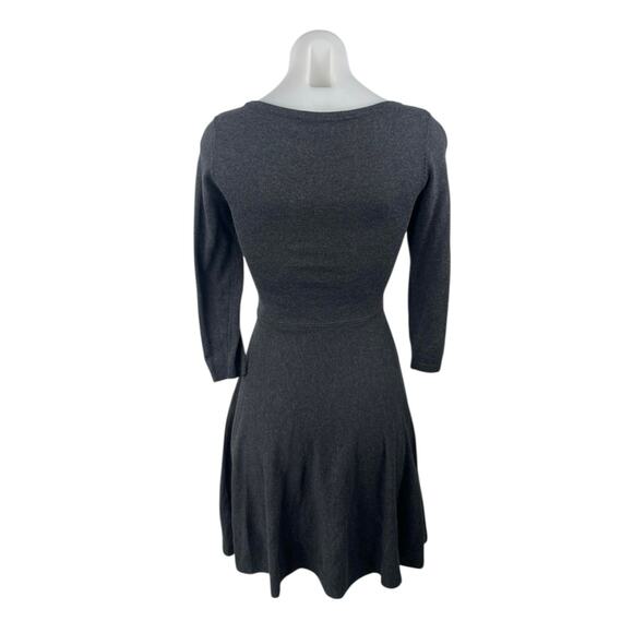 French Connection Women's Gray 3/4 Sleeve Knit Mini A-Line Sweater Dress Size 8 - Picture 2 of 5